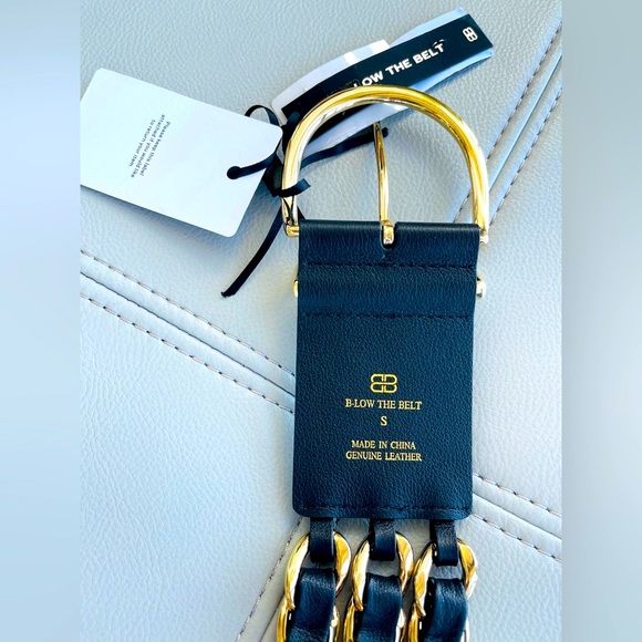 NWT! B-Low The Belt | Wide Leather Chain Belt in Black & Gold Size Small - Picture 8 of 16